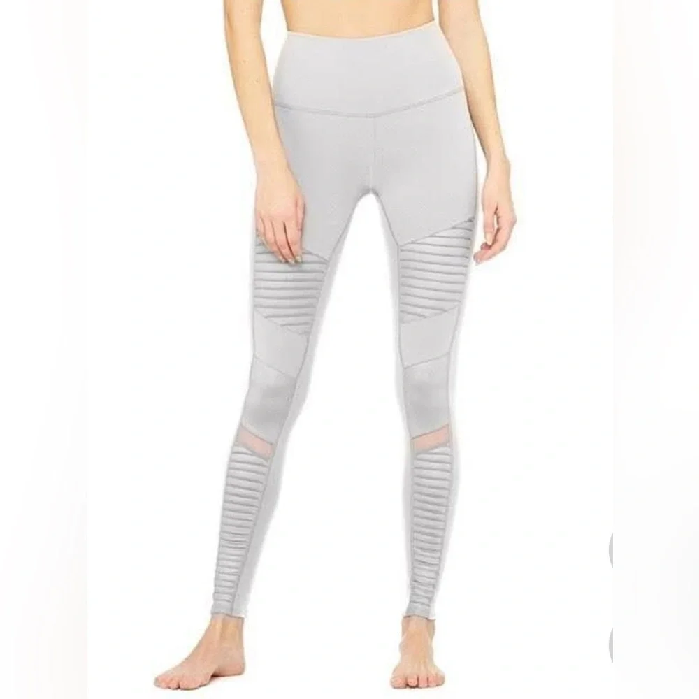 Alo Yoga Moto Leggings in Light Gray Sz Small